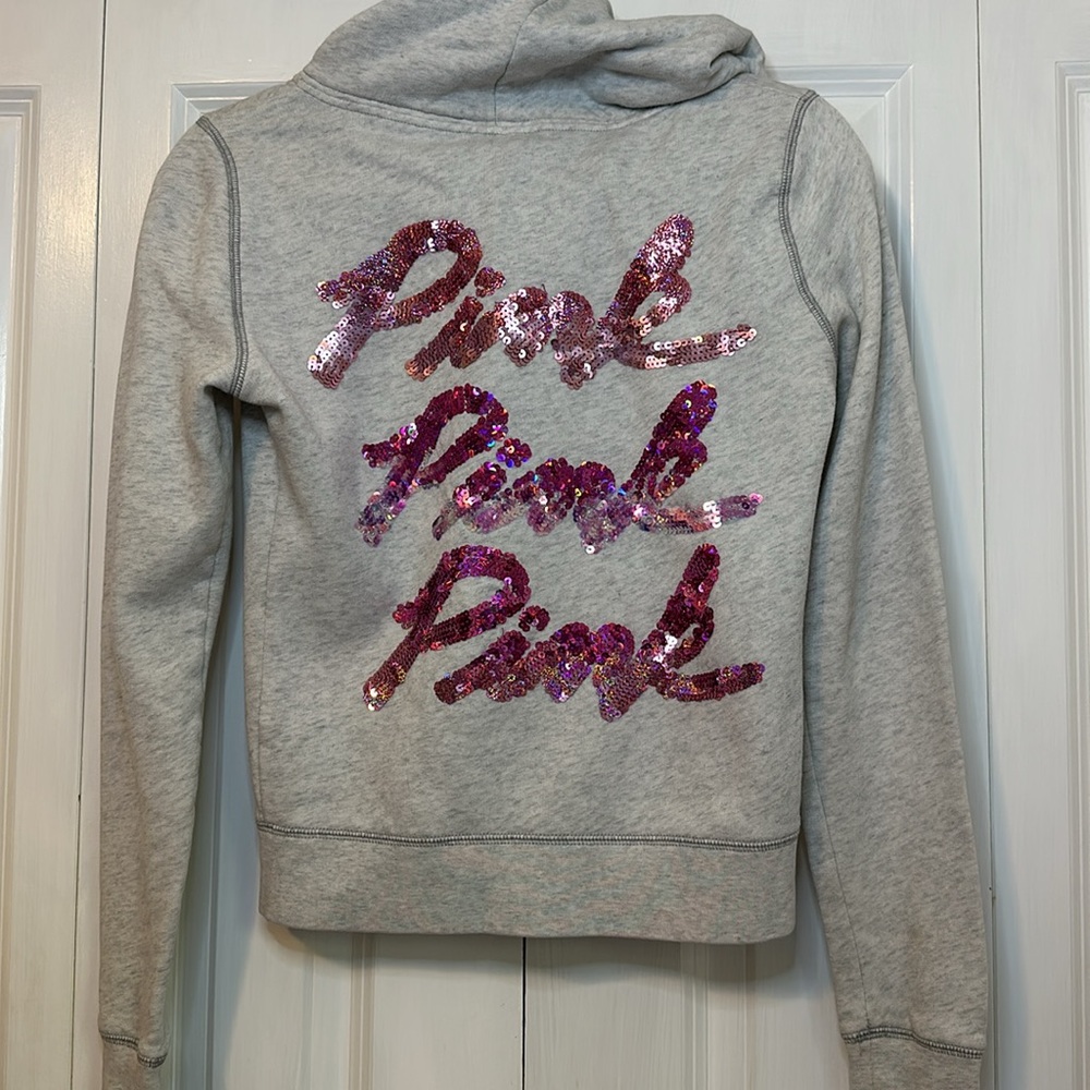 Victoria’s Secret PINK Sequins Zip-Up Sweater – Size XS ✨